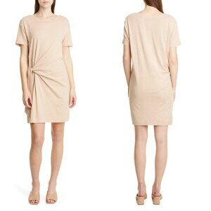 NWT New $225 Vince Classic Stripe Side Tie Beige Dress Size L